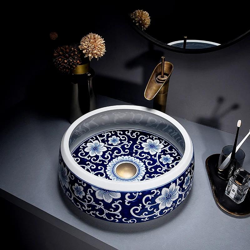 Europe Vintage Style Ceramic Art Basin Sinks Counter Top Wash Basin Bathroom Vessel Sinks Vanities ceramic art basin